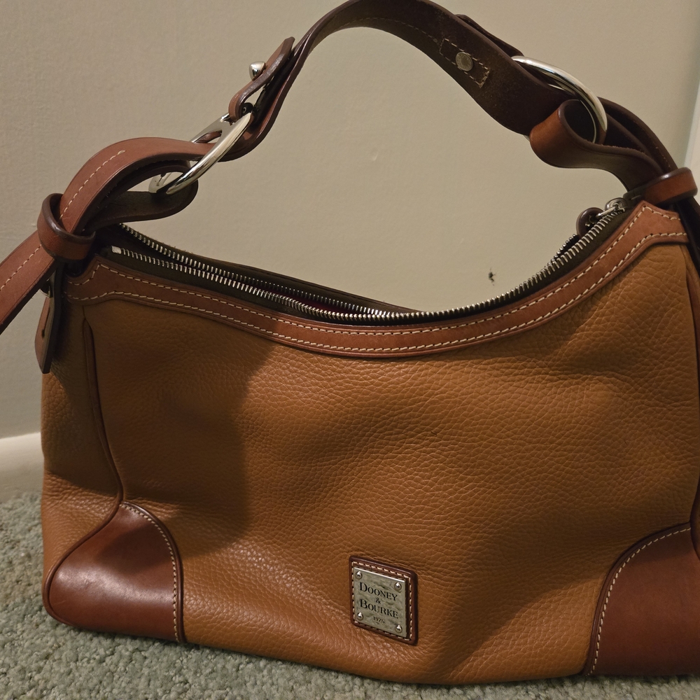 Dooney & Bourke Tan and Brown Leather Shoulder Bag